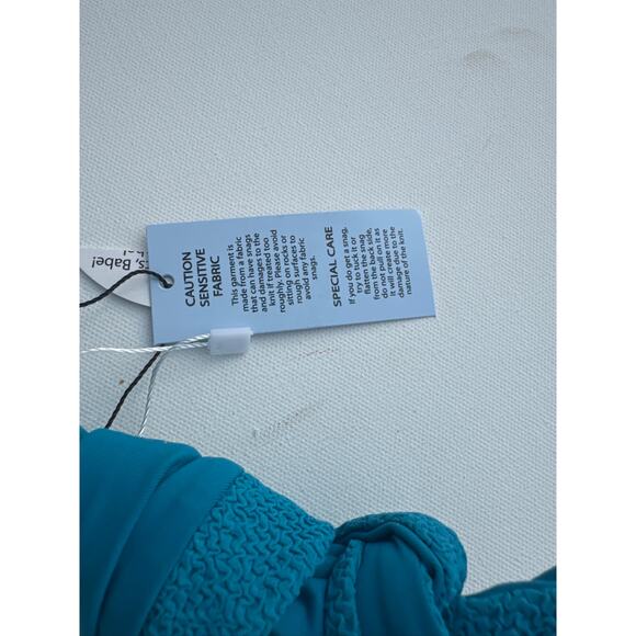 JMP The Label Santorini Recycled Nylon Halter One-Piece Swimsuit, Teal – Large - Picture 3 of 7